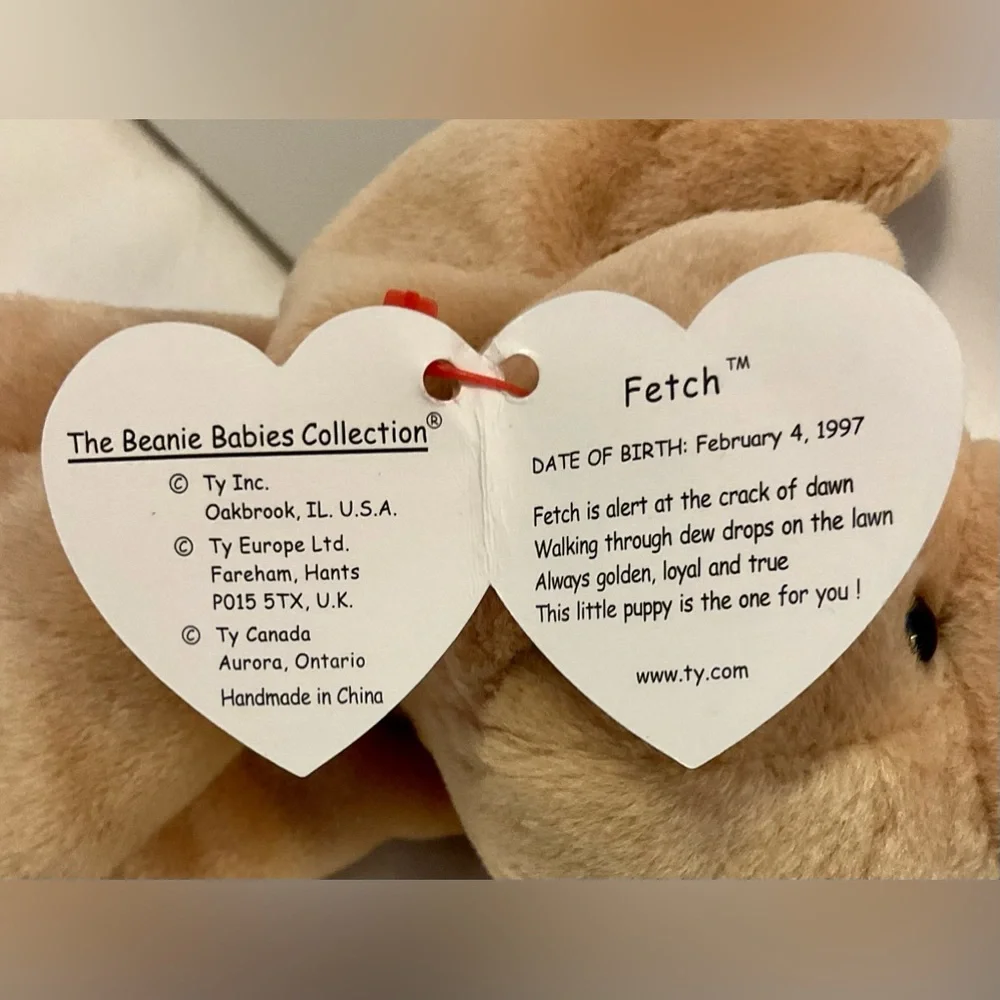 Ty Fetch 🐶 the Golden Retriever dog beanie baby